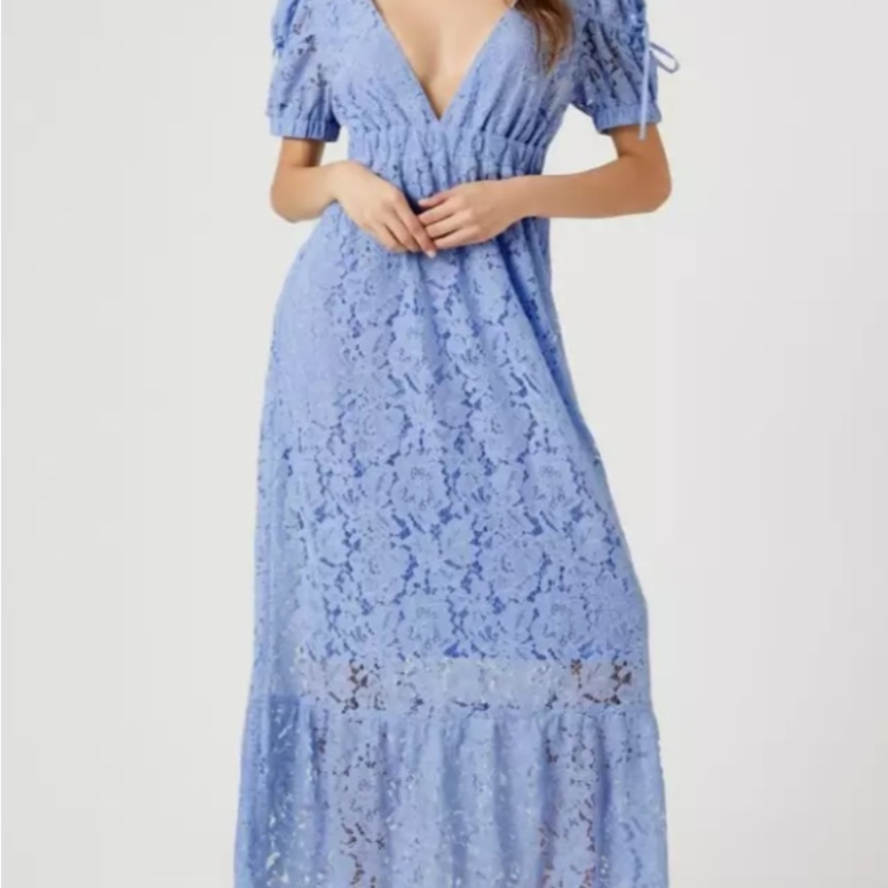 NWT Forever 21 size XL Midi, lace over lay light blue dress, plus size